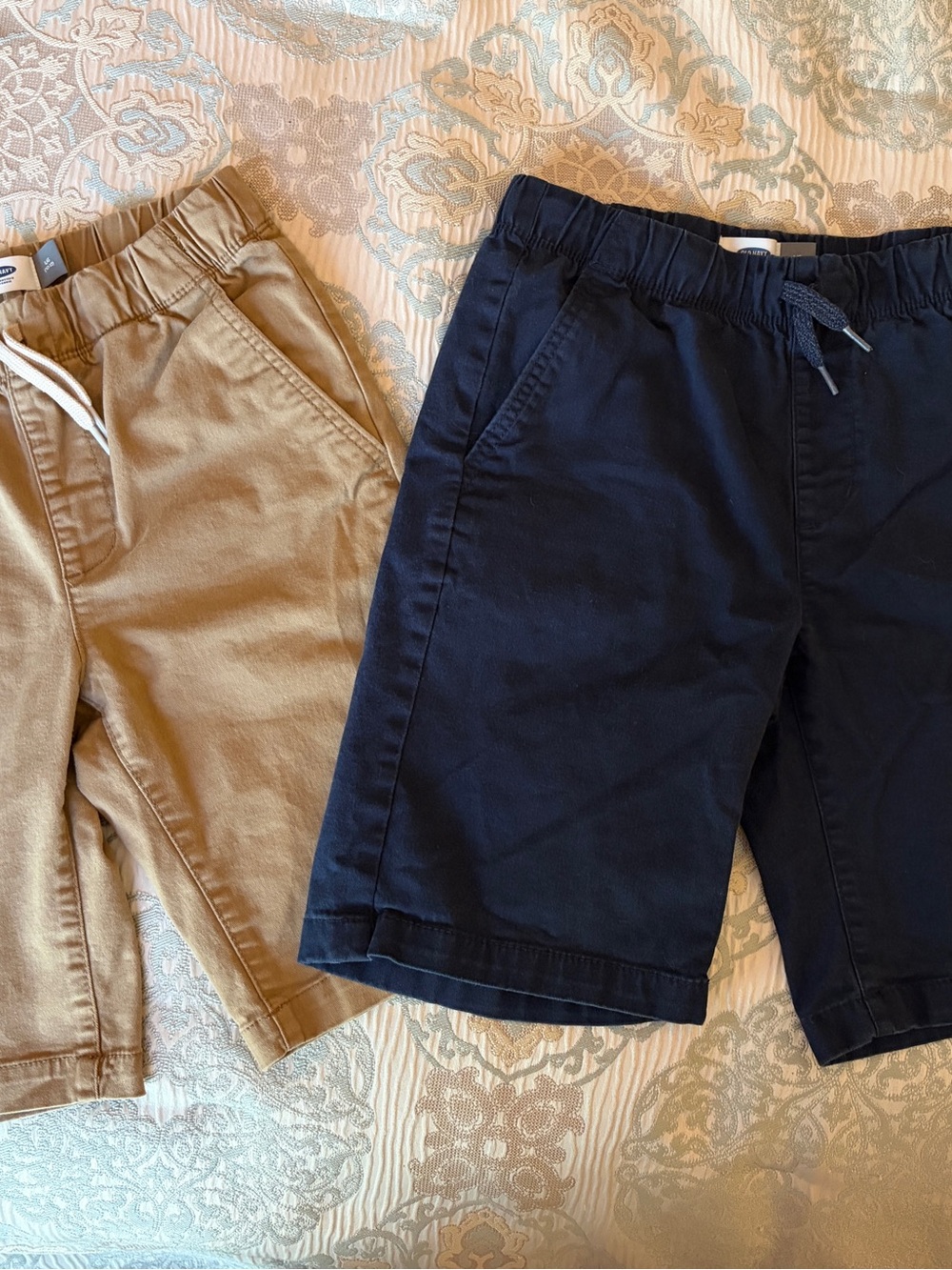 Old Navy Tan and Navy Boys Pull-On Shorts bundle of 2